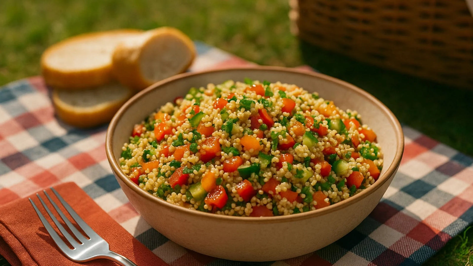 Leckerer Couscous-Salat mit Feta & Gemüse