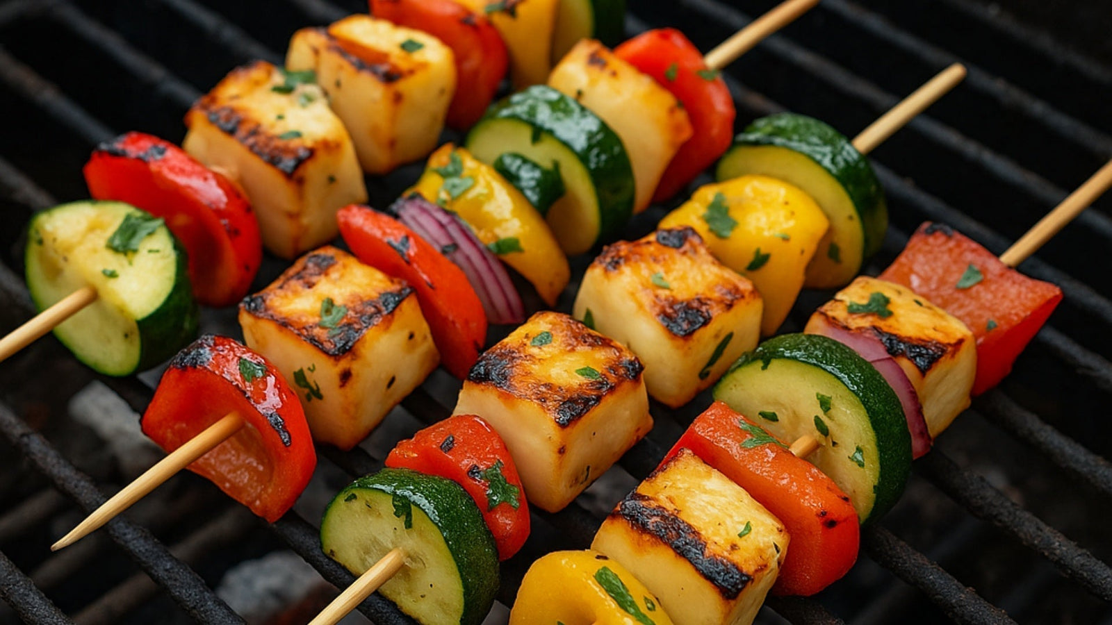 Gegrillter Halloumi-Spieß mit Sommergemüse
