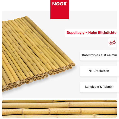 Bambusmatte DELUXE - Besonders stabiler Sichtschutz - Verschiedene Größen – HaGa-Welt