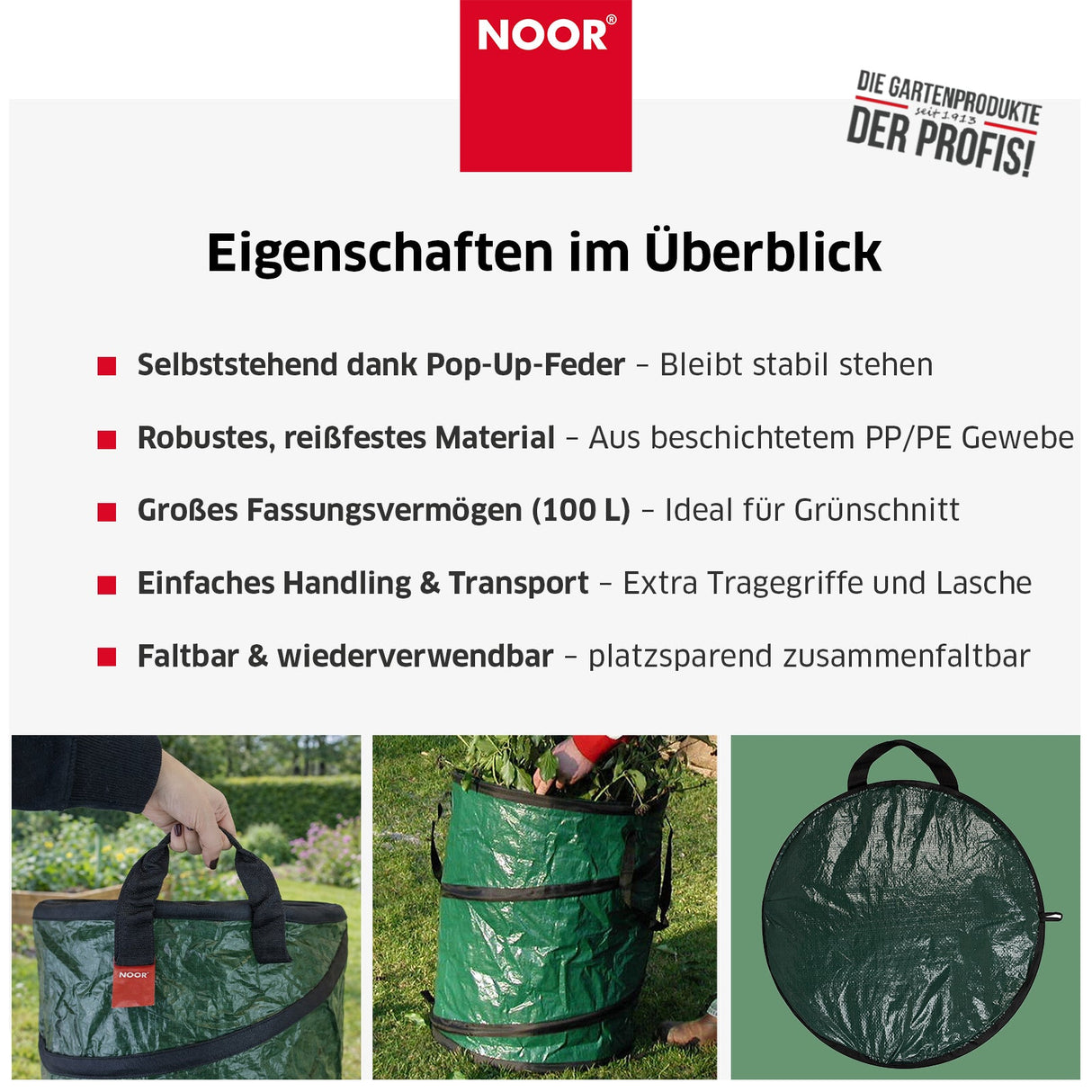 Gartensack Pop-Up - Stabilität durch Pop-up Feder – HaGa-Welt