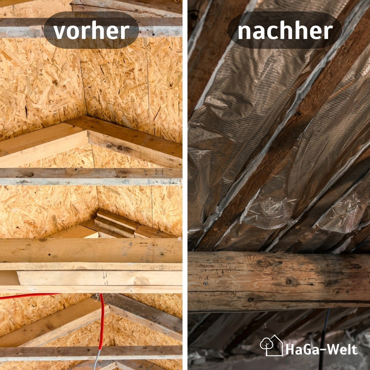 Thermofolie Dachisolierfolie HaGa® Wärmedämmung Dampfsperre 1,2m x 12,5m