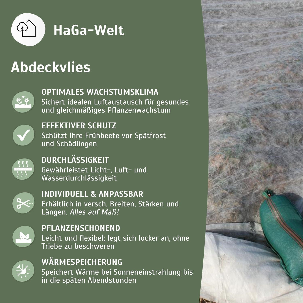 Abdeckvlies 30 g/m² – effektiver Frostschutz und Wachstumshelfer – HaGa-Welt