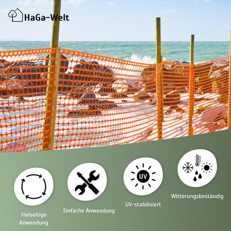 Absperrzaun Warnzaun HaGa® Zaun reflektierend 0,9m Höhe 50mm Masche – HaGa-Welt