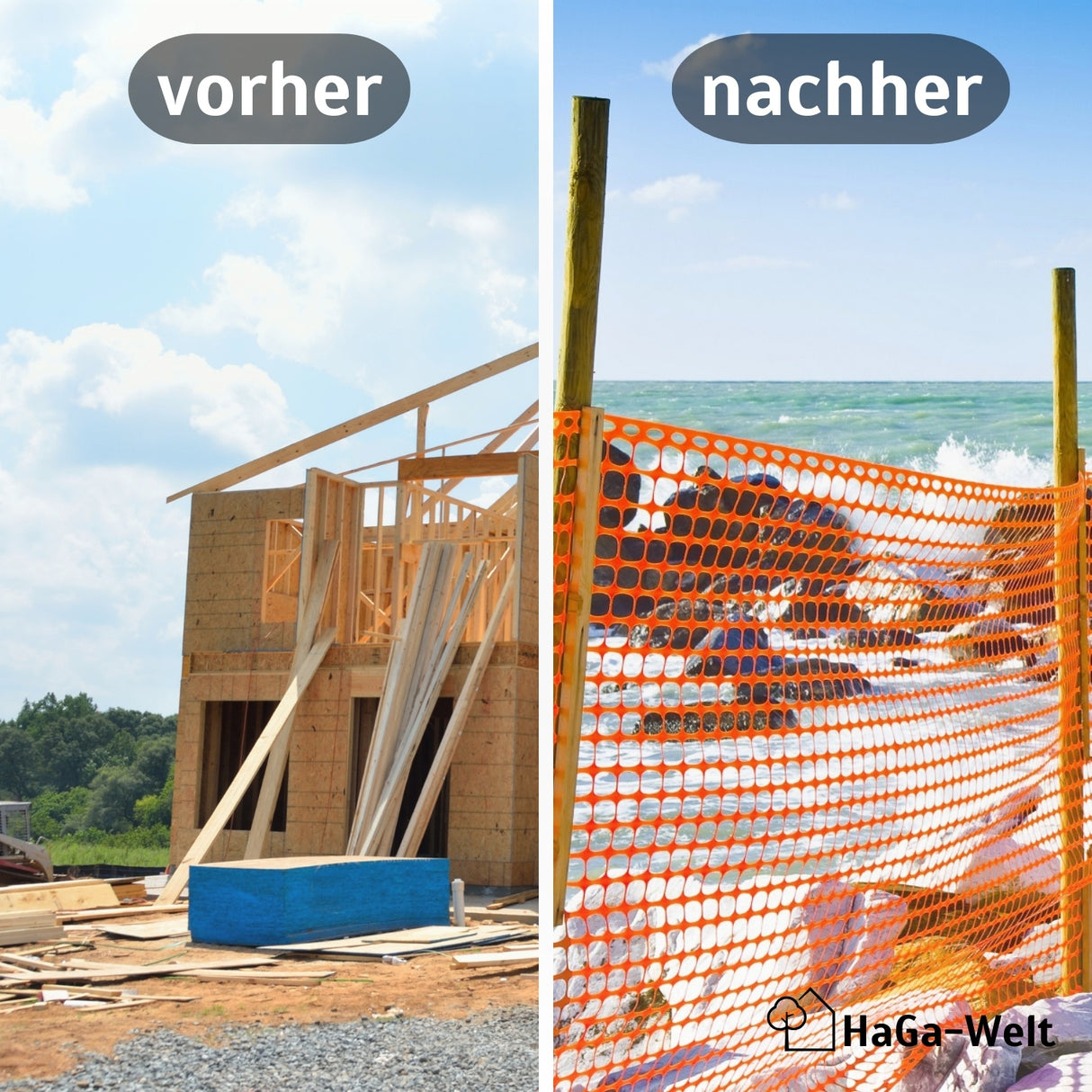 Absperrzaun 1,2m Bauzaun Zaun Baustellenzaun 120g/m² in versch. Farben – HaGa-Welt
