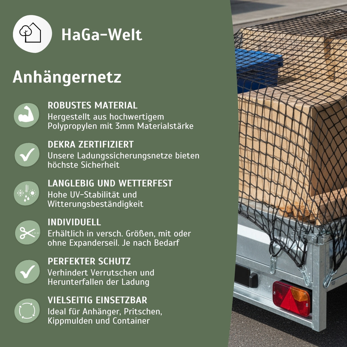 Anhängernetz – Schutznetz zur Ladungssicherung – HaGa-Welt