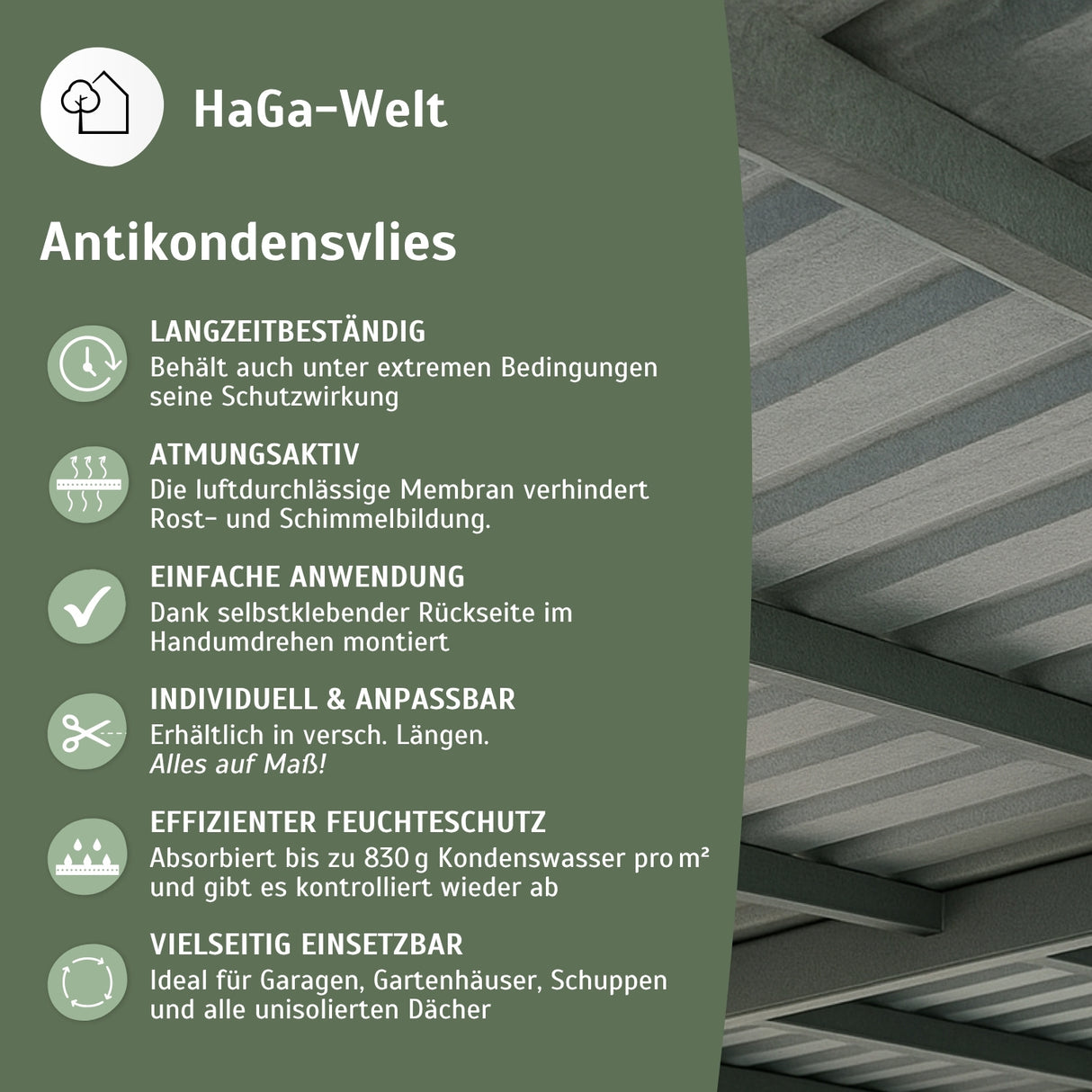 Antikondensvlies 95 g/m² 1,2m Breite Meterware selbstklebend, effektiver Schutz vor Feuchtigkeit – HaGa-Welt