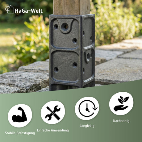 Aufschraubhülse für Holzpfosten 7x7cm Pfostenanker Pfostenanker – HaGa-Welt