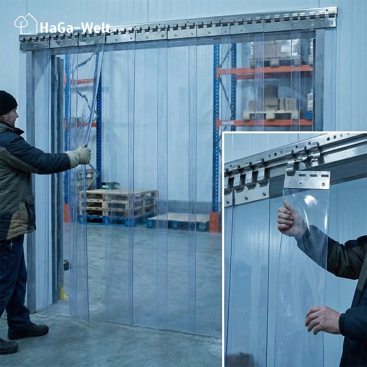 Plaque de montage de différentes longueurs pour stores à lamelles et rideaux à lanières en PVC