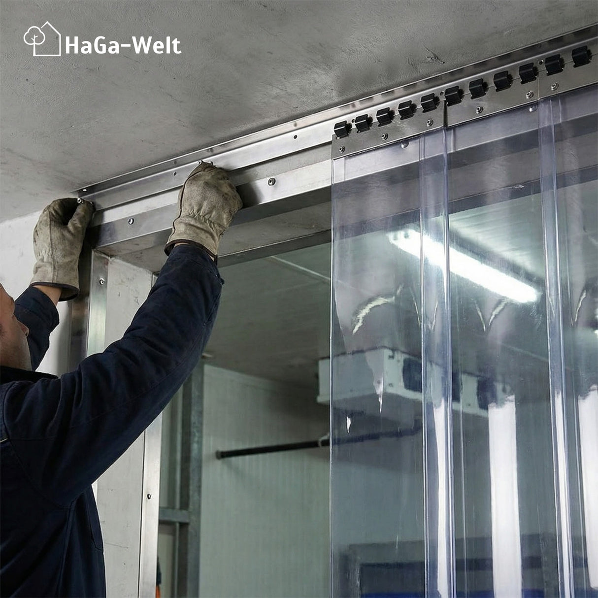 Rail de montage de différentes longueurs pour stores à lamelles et rideaux à lanières en PVC