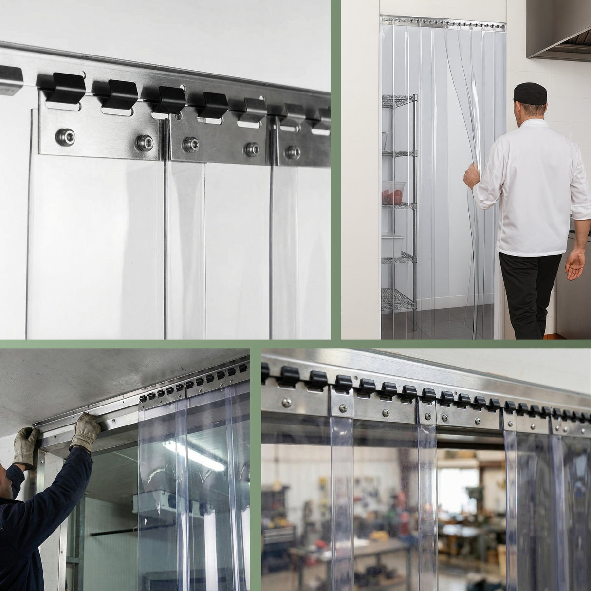 Rail de montage de différentes longueurs pour stores à lamelles et rideaux à lanières en PVC