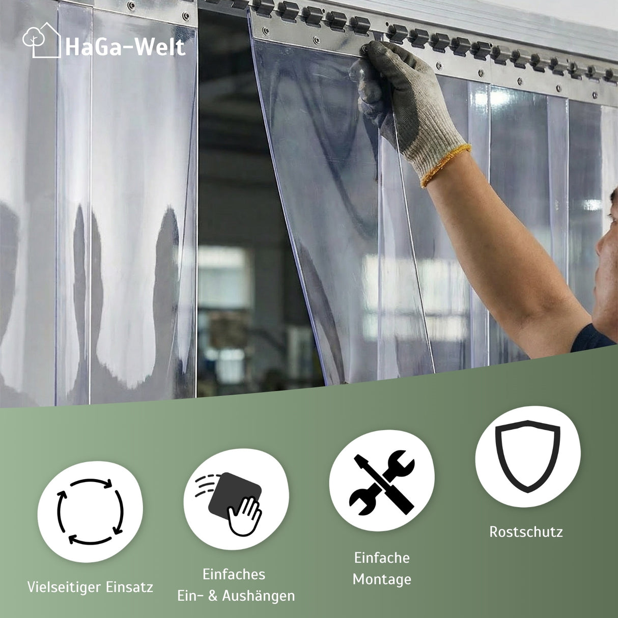 Rail de montage de différentes longueurs pour stores à lamelles et rideaux à lanières en PVC