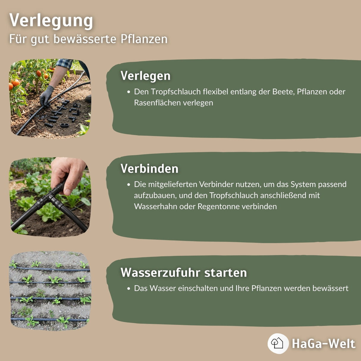 Bewässerungssystem mit Tropfschlauch mit oder ohne Druckkompensierung – HaGa-Welt