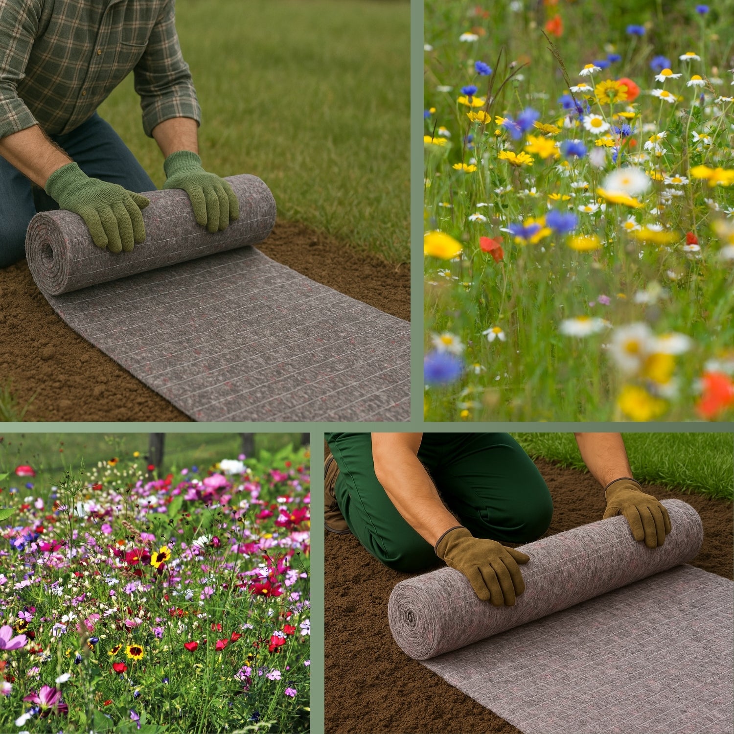 Tapis Herbe 45x30 NOCH Mini Tapis Herbe Prairie Fleurie - 4 Tapis 45x30 Cm Pour Modélisme Et Décoration