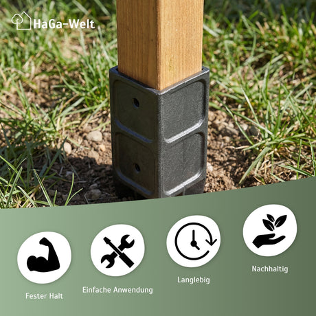 Bodeneinschlaghülse für Holzpfosten 7x7cm Pfostenhalter – HaGa-Welt