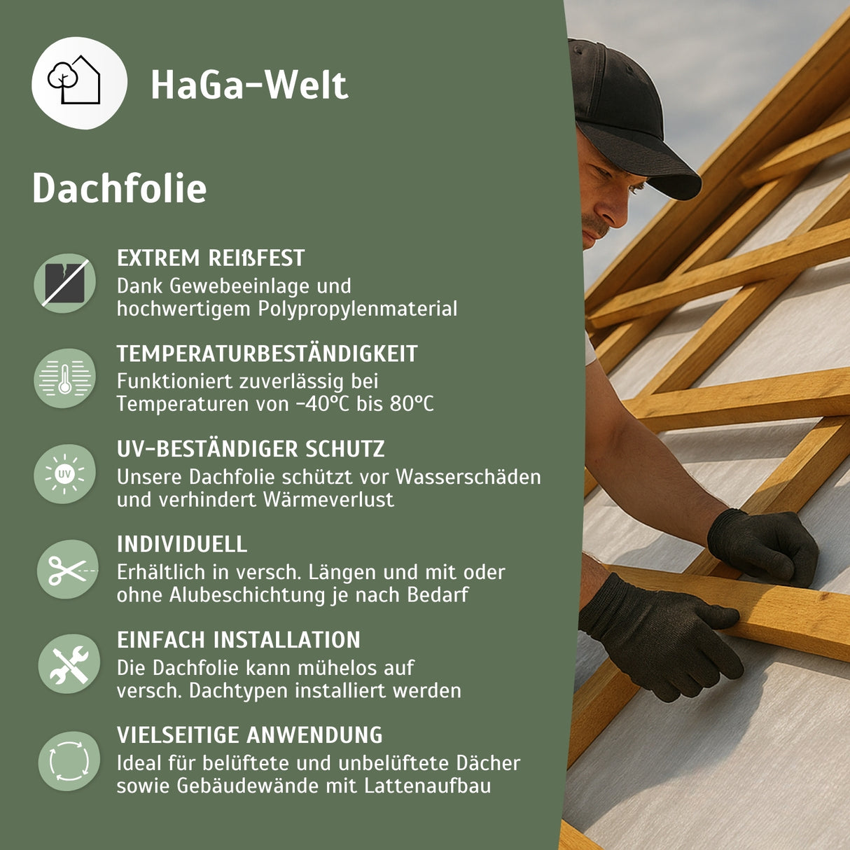 PAPIER DE TOITURE en différentes longueurs Sous-couche Membrane de toiture Membrane de revêtement de toiture