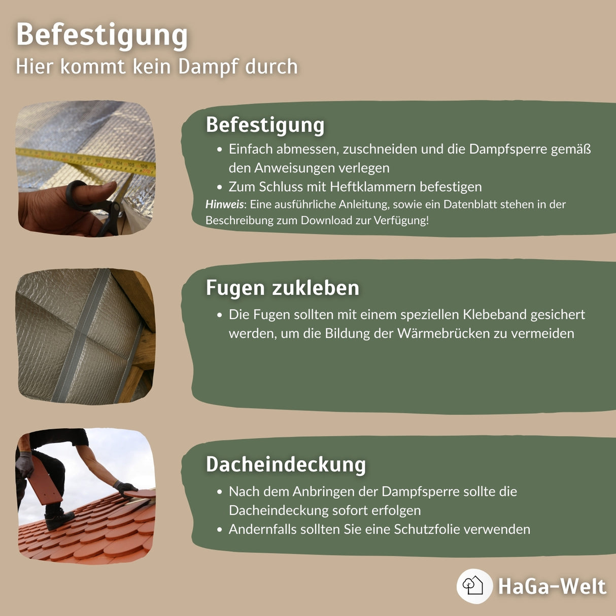 Dampfsperre mehrlagig – Wärmeisolierung für ihr Dach – HaGa-Welt