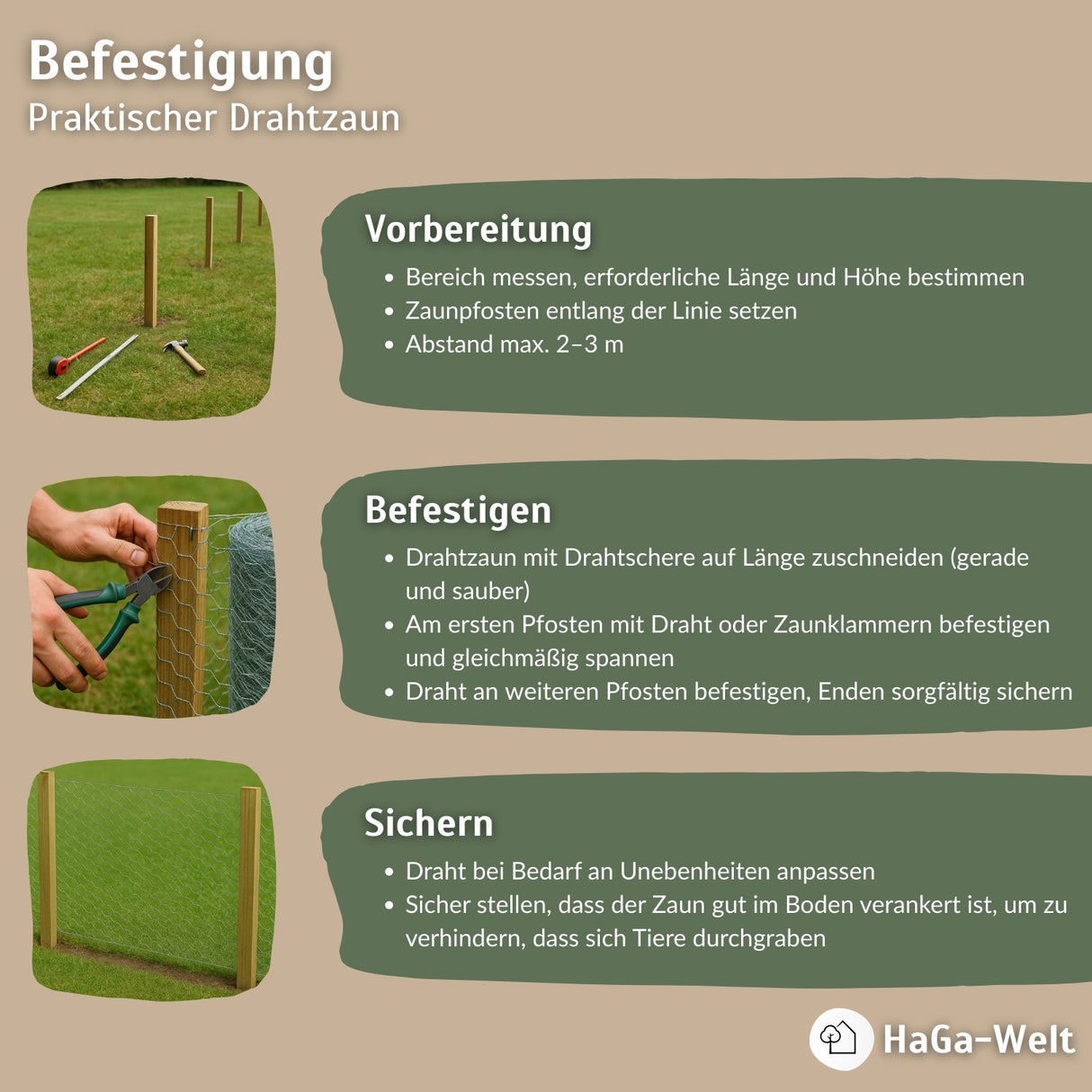 Hühnerzaun Maschendrahtzaun verzinkt Geflügelzaun Hundezaun 30mmx30mm – HaGa-Welt