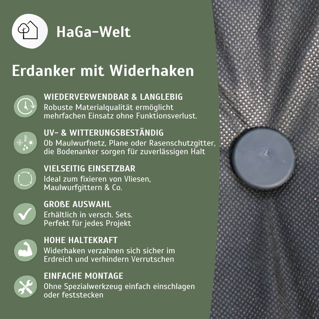 Erdanker mit Widerhaken – die Bodenanker für den extra starken Halt – HaGa-Welt