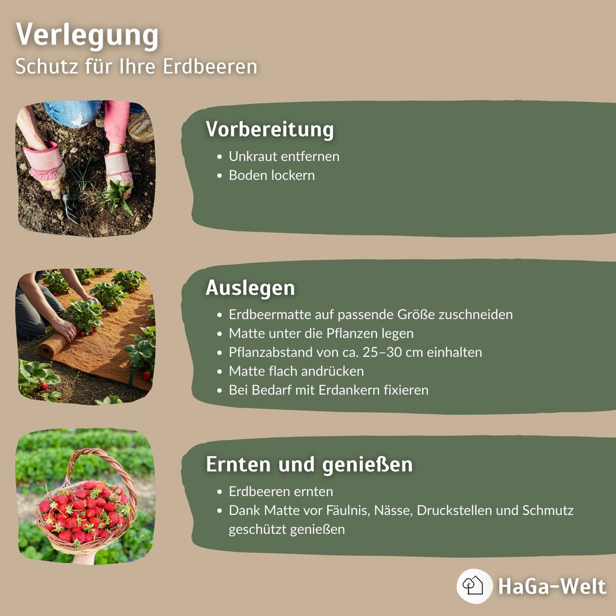 Erdbeermatte in 0,5m Br. Meterware 600g/m² beidseitig mit Naturlatex besprüht – HaGa-Welt
