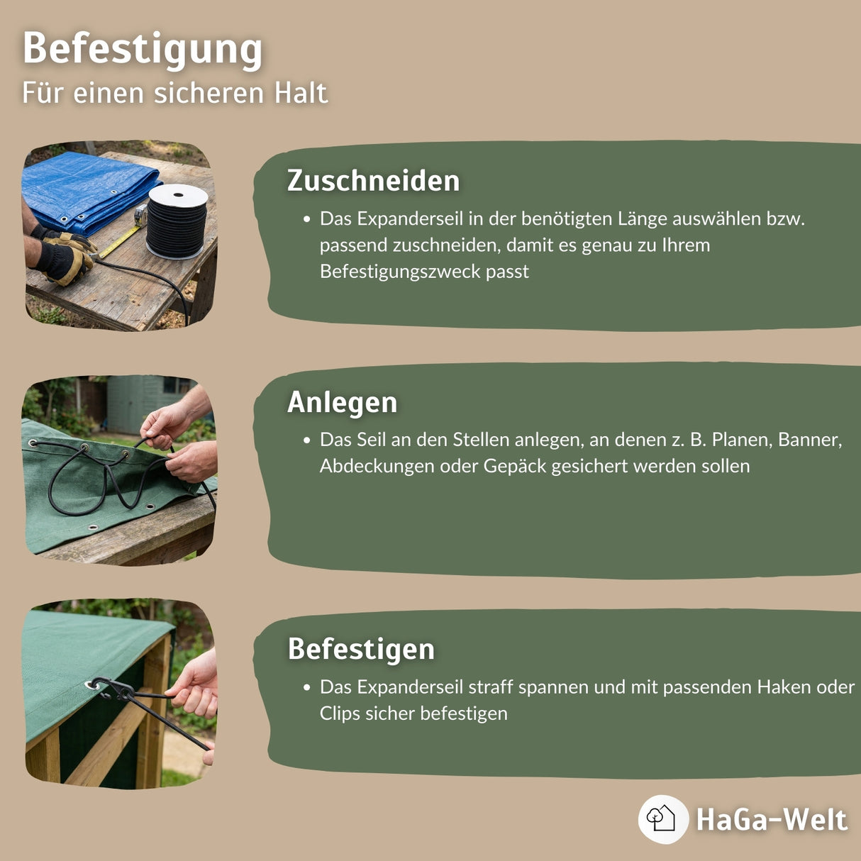 Expanderseil – elastisches Seil für flexible Befestigung – HaGa-Welt