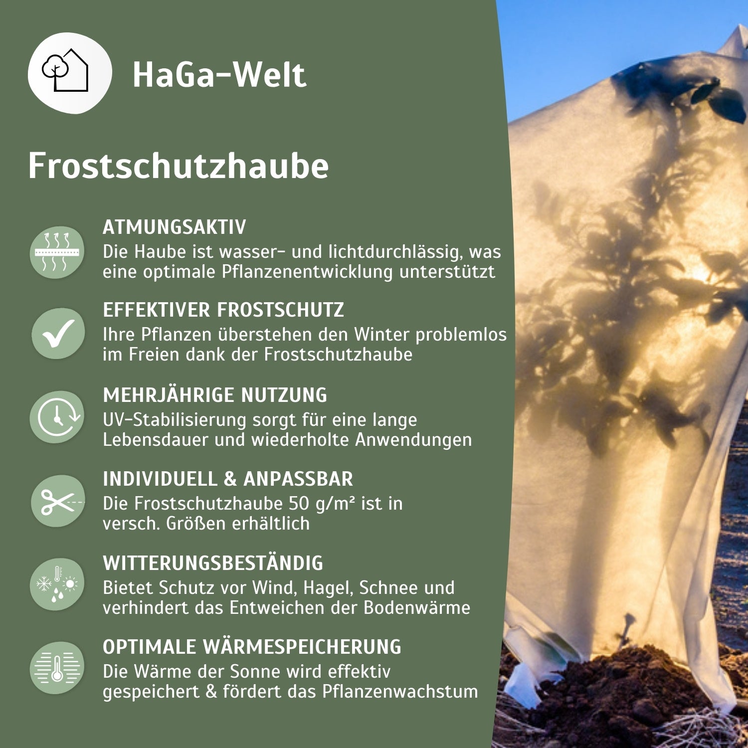 Frostschutzhaube, 50 g/m² – Schutzhaube für Pflanzen, perfekt gegen Frost