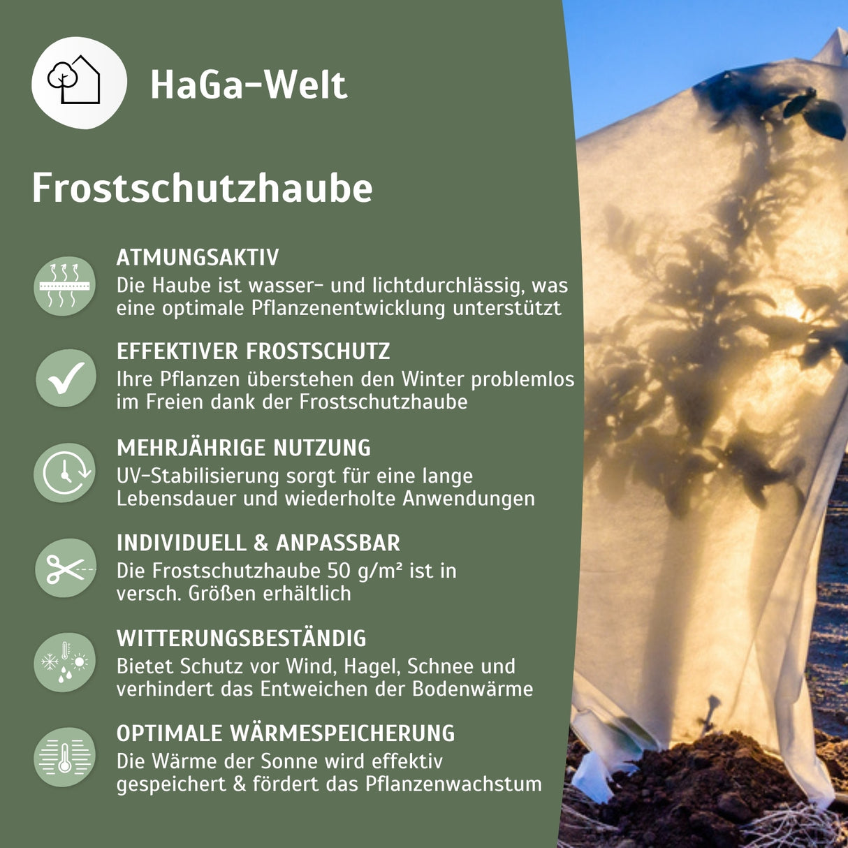Frostschutzhaube, 50 g/m² – Schutzhaube für Pflanzen, perfekt gegen Frost – HaGa-Welt