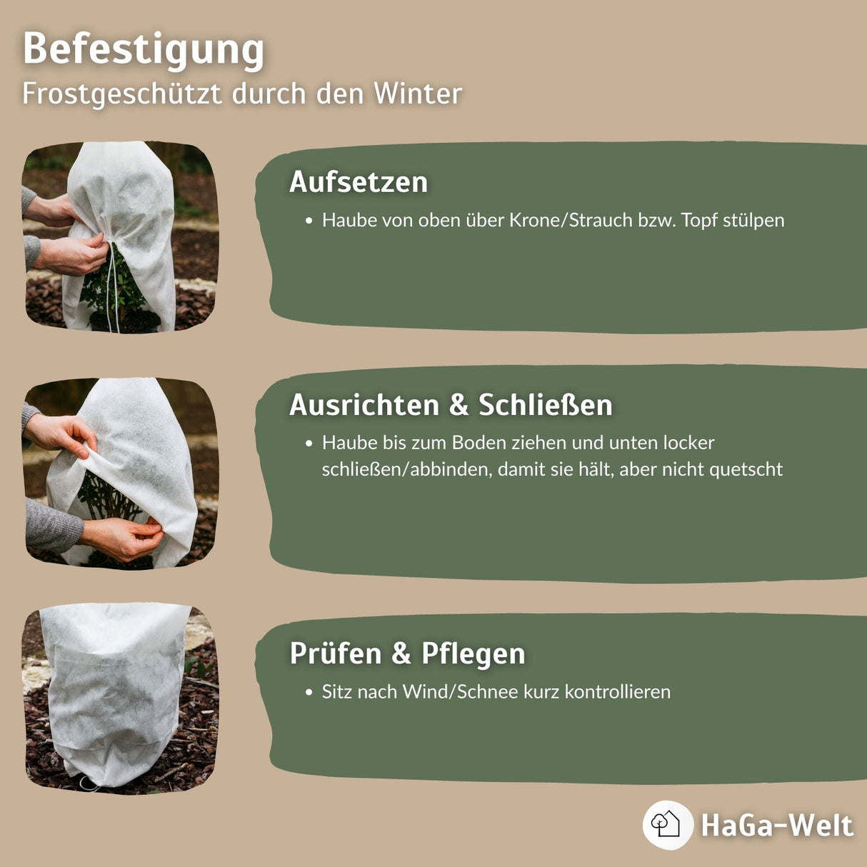 Frostschutzhaube, 80g/m² – starker Winterschutz für Pflanzen – HaGa-Welt