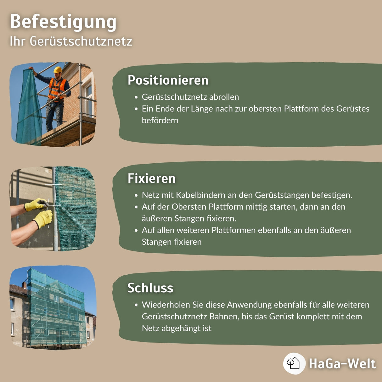 Gerüstschutznetz in 2,6m Breite Meterware Schutzabdeckung Schutznetz Weiß – HaGa-Welt