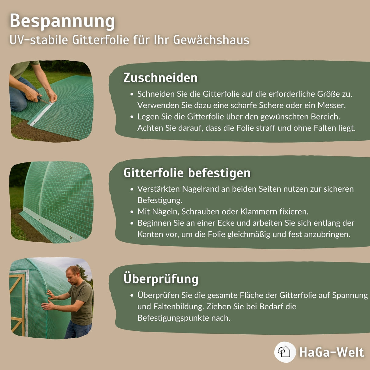 Gitterfolie – verstärkte Folie für Gewächshausbau – HaGa-Welt