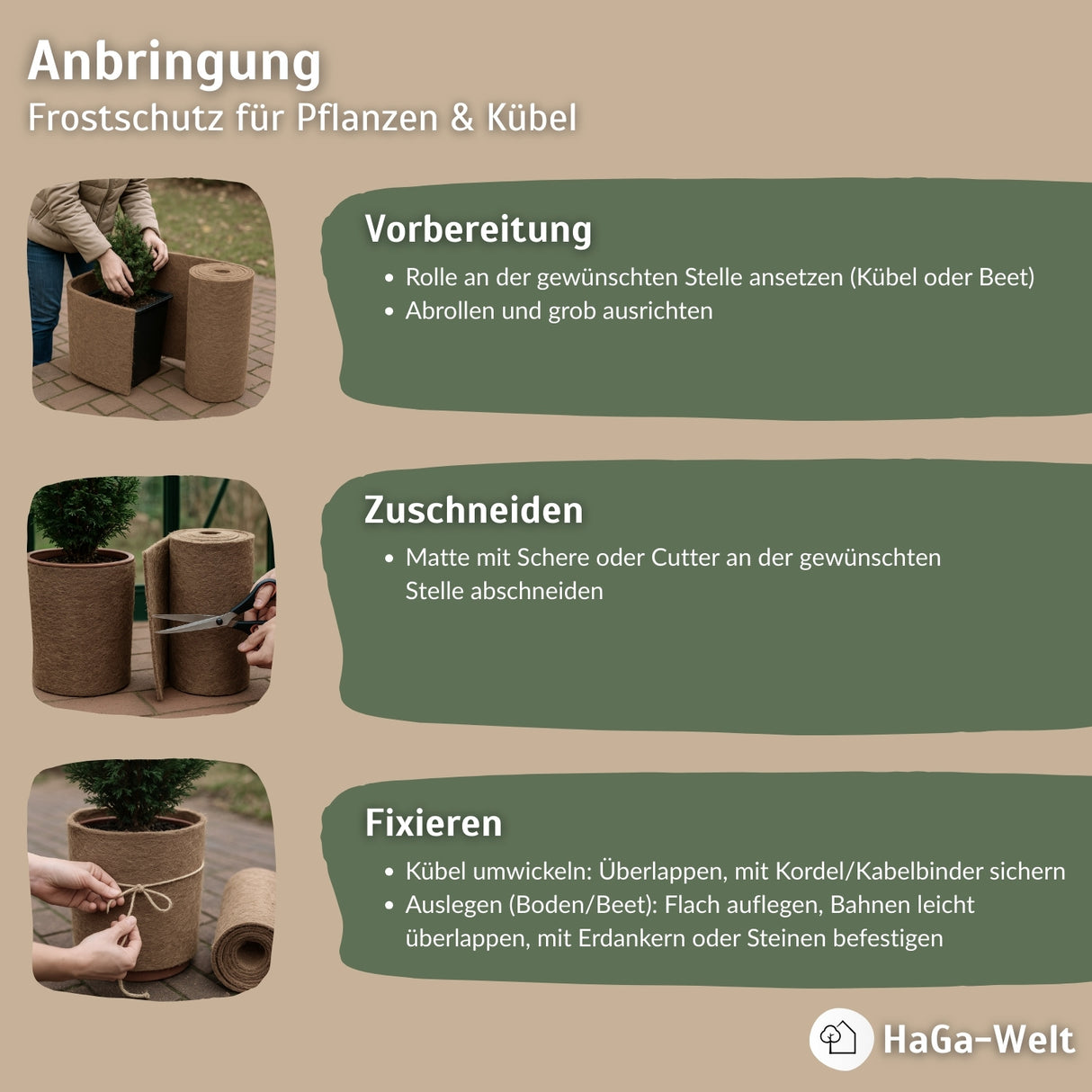 Hanfmatte – perfekter Winterschutz für Pflanzen und Trittschalldämmung im Haus 500 g/m² – HaGa-Welt