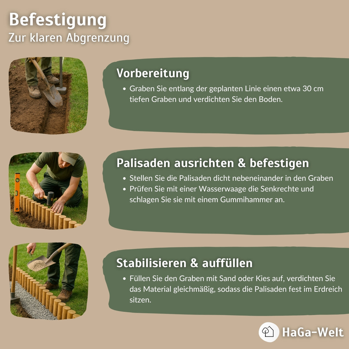 Holzpalisade – widerstandsfähige Palisade für die Gartengestaltung – HaGa-Welt
