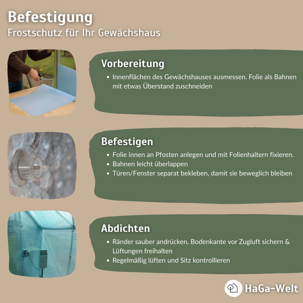 Isolierfolie, 1,5m Breite 3-lagig Meterware – effektiver Frostschutz für Gewächshäuser – HaGa-Welt