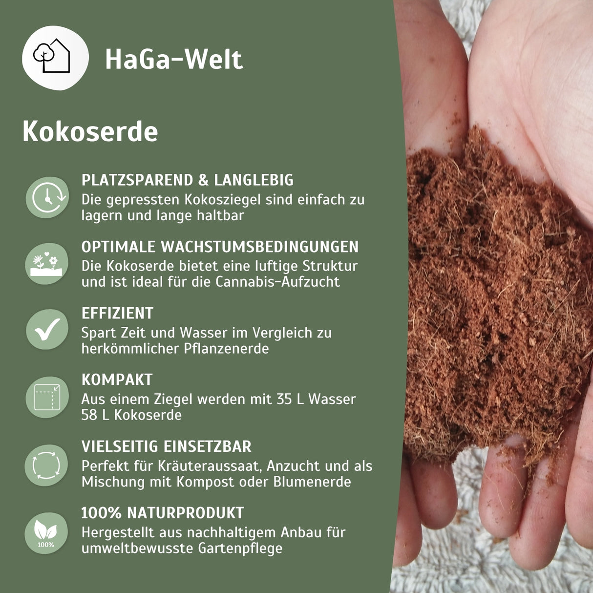 Kokoserde Cannabiserde gepresste Blumenerde Naturprodukt – HaGa-Welt