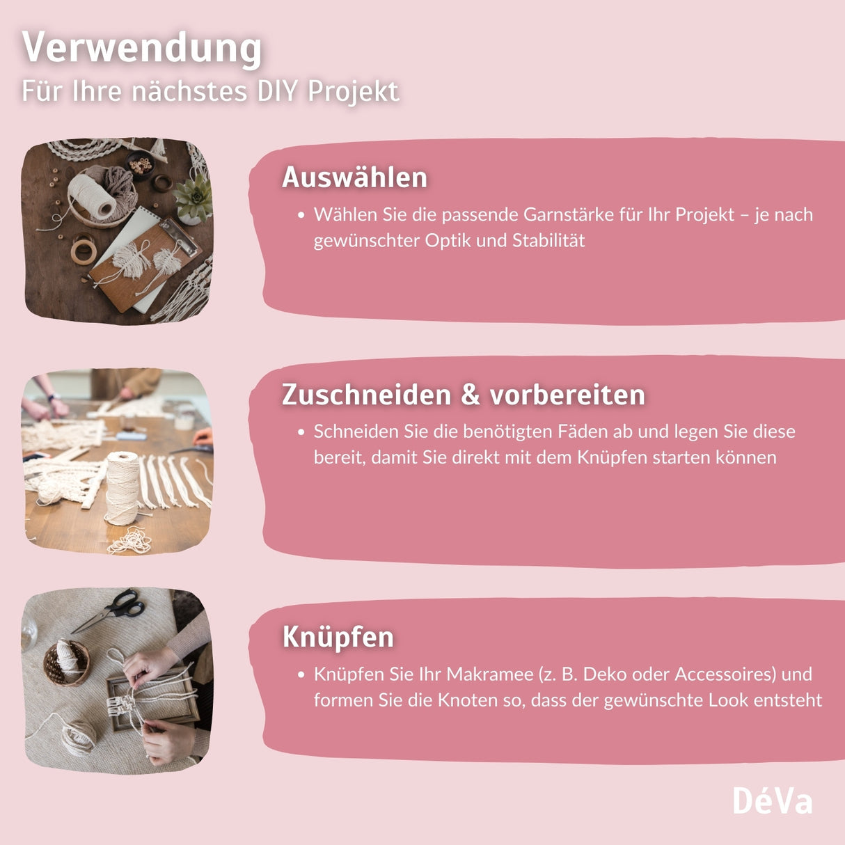 Makramee Garn – gedrehtes Baumwollgarn für tolles Makramee – HaGa-Welt