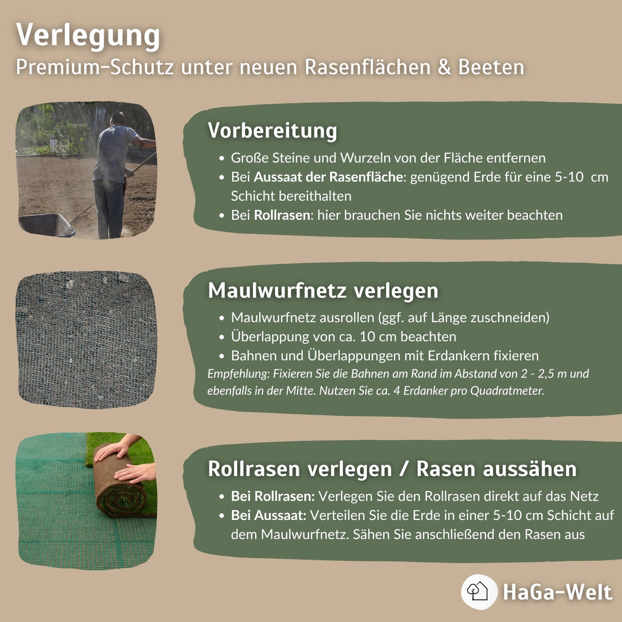Maulwurfnetz – einfacher und effektiver Schutz gegen Maulwurf – HaGa-Welt