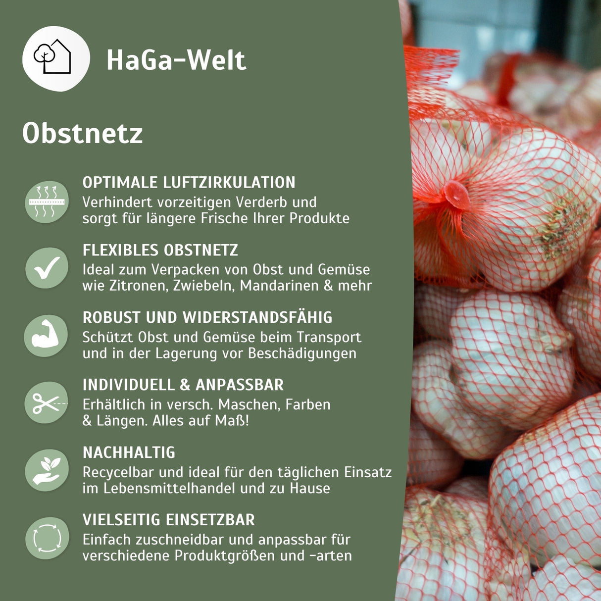 Filet à fruits et légumes pour le stockage (vendu au mètre)