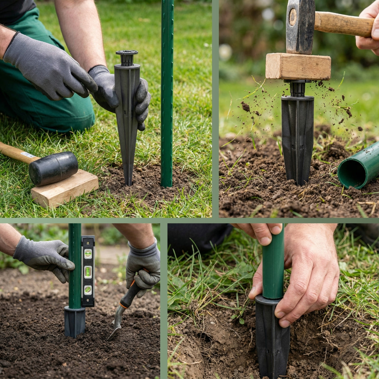 Bodeneinschlaghülse für Kunststoff-Pfähle PET Bodenhülse graphit – HaGa-Welt