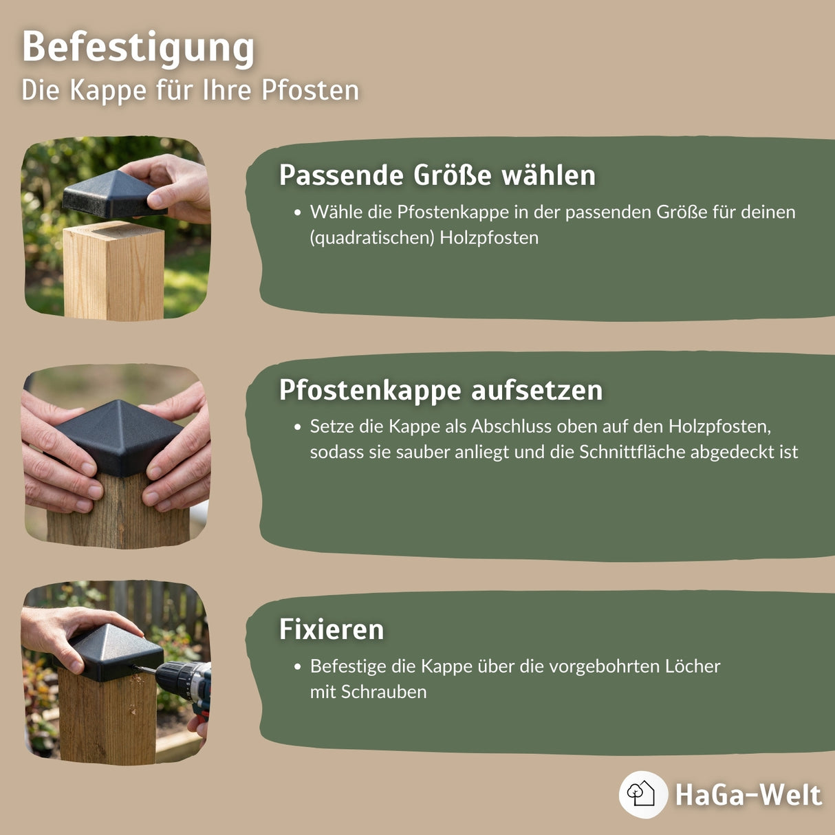 Post cap for wooden posts Fence cap Post cover