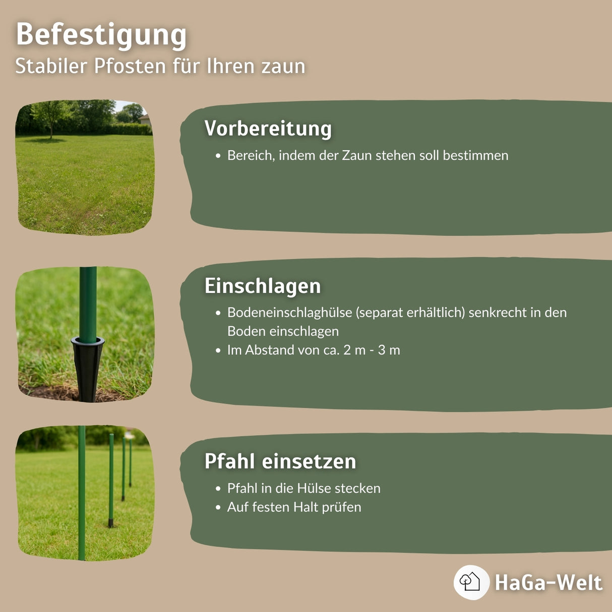 Kunststoffpfahl 3,8cm Stärke aus recyceltem PET Zaunpfahl – HaGa-Welt