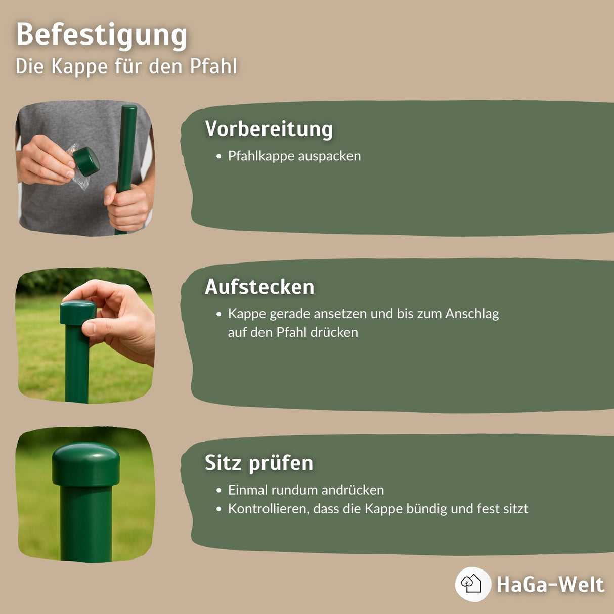 Abdeckkappe für Kunststoffpfähle Ø 3,8cm Zaunkappe – HaGa-Welt