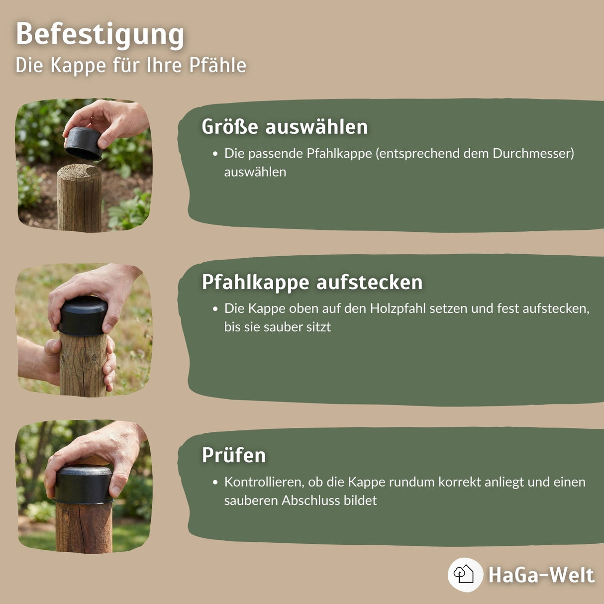 Pfahlkappe versch.Ø Zaunkappe Pfostenabdeckung Abdeckkappe für Holzpfähle – HaGa-Welt