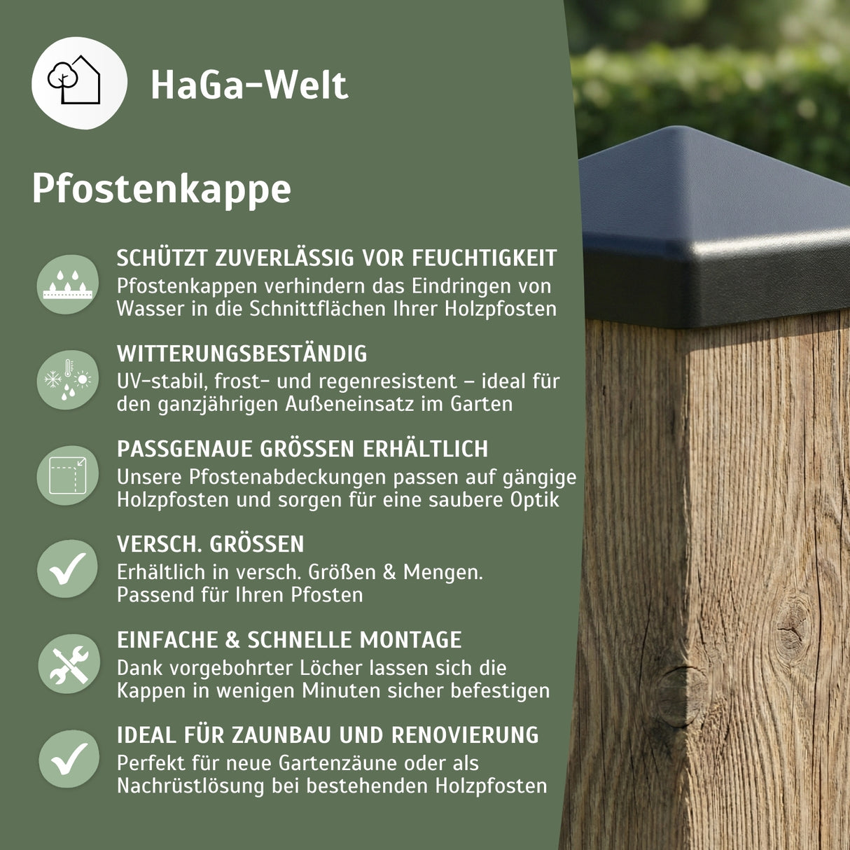 Post cap for wooden posts Fence cap Post cover