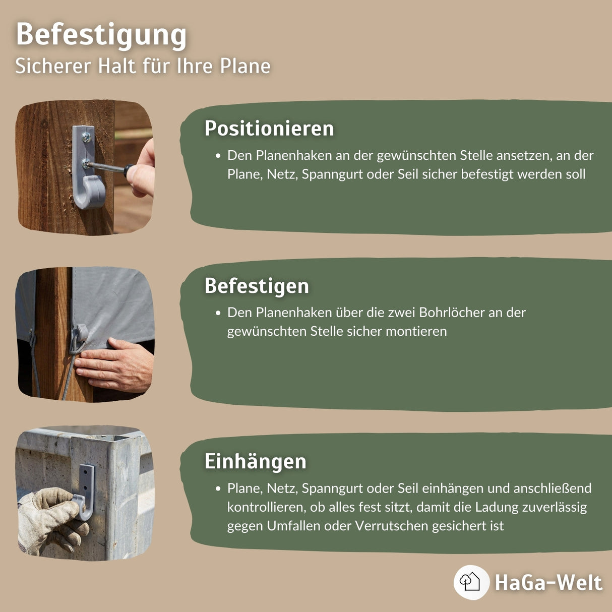 Planenhaken – für die sichere Befestigung von Anhängerplanen – HaGa-Welt