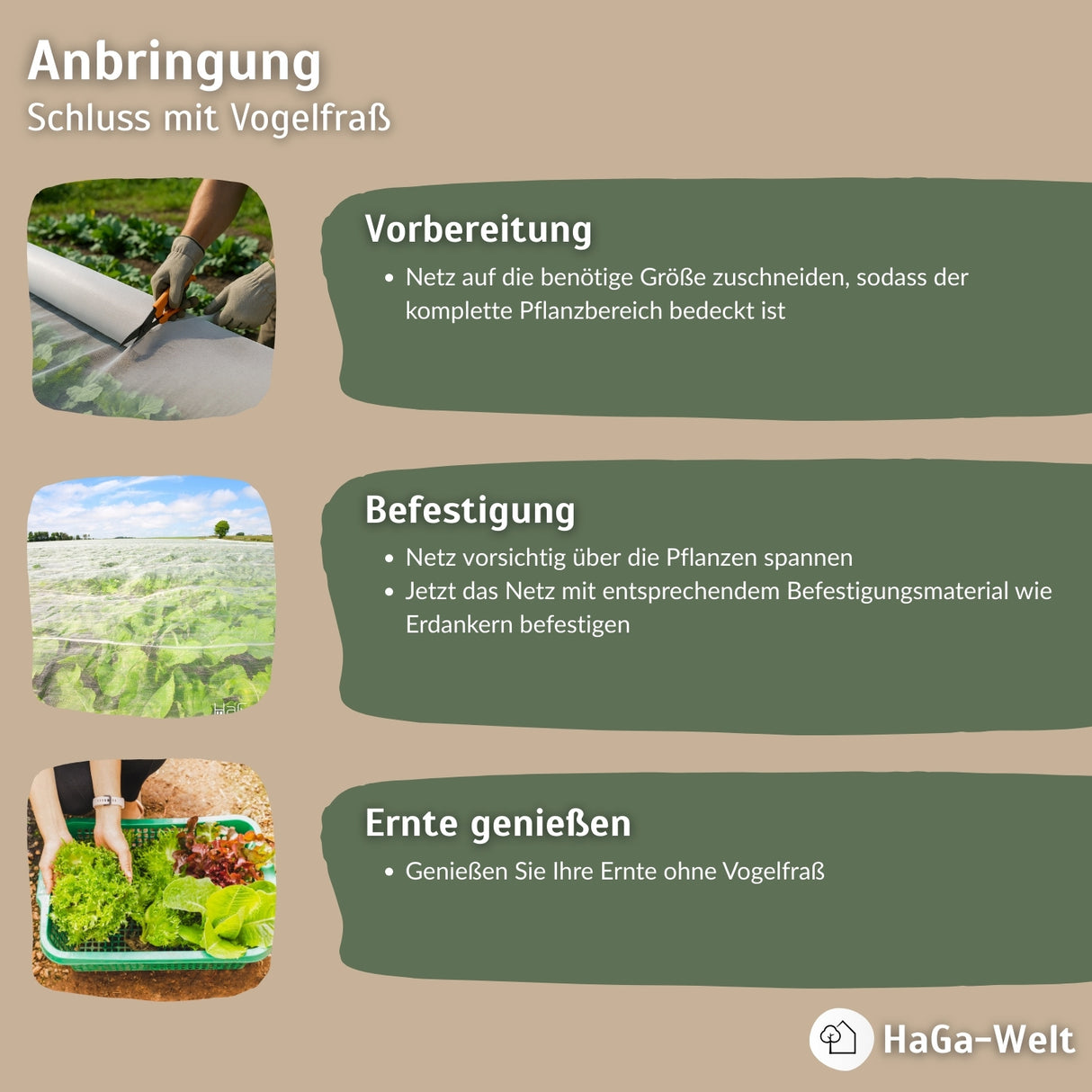 HaGa® Premium Insekten- und Vogelschutznetz Meterware , weiß in 200cm Breite – HaGa-Welt