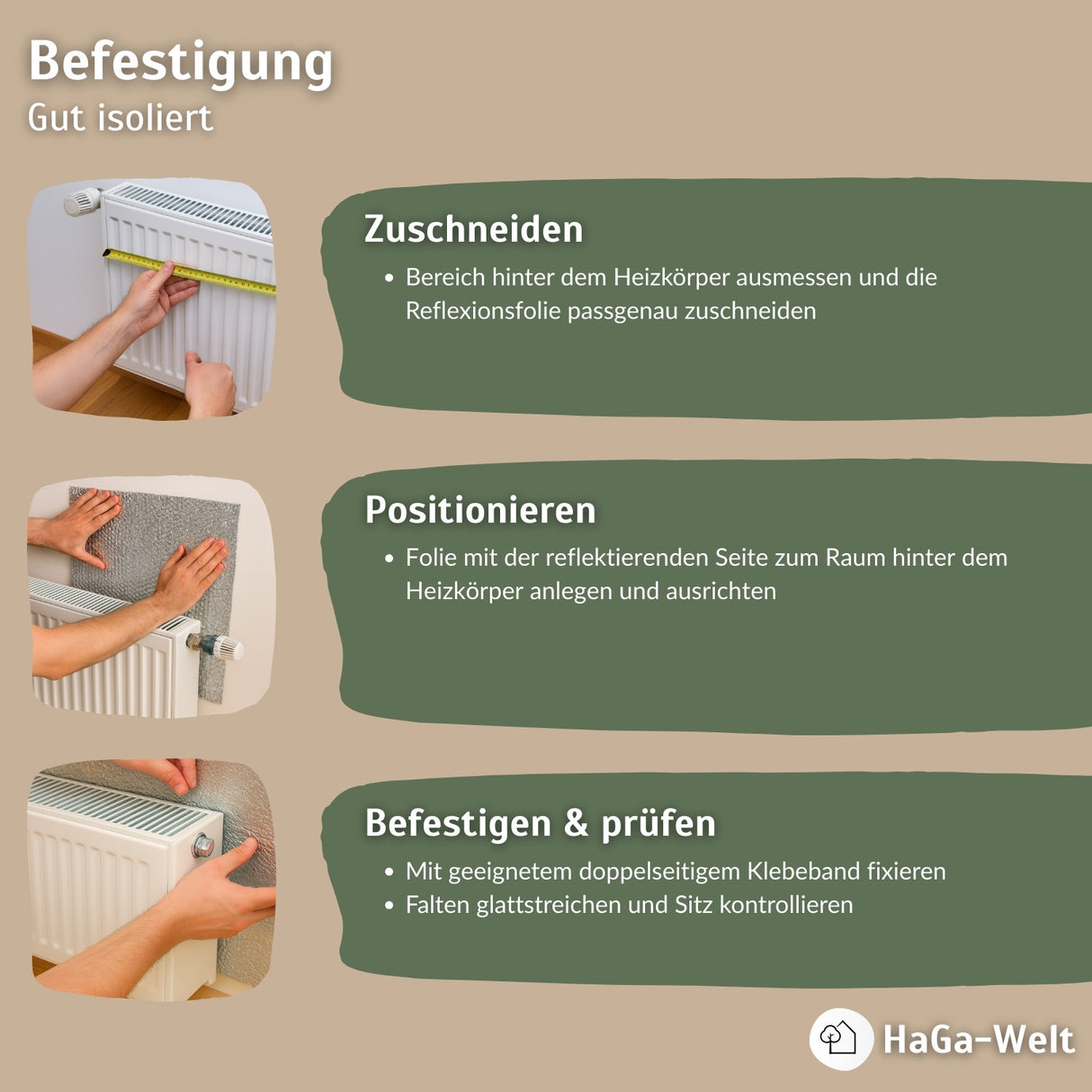 Heizkörper Reflexionsfolie – reflektiert Wärme und spart Heizkosten – HaGa-Welt