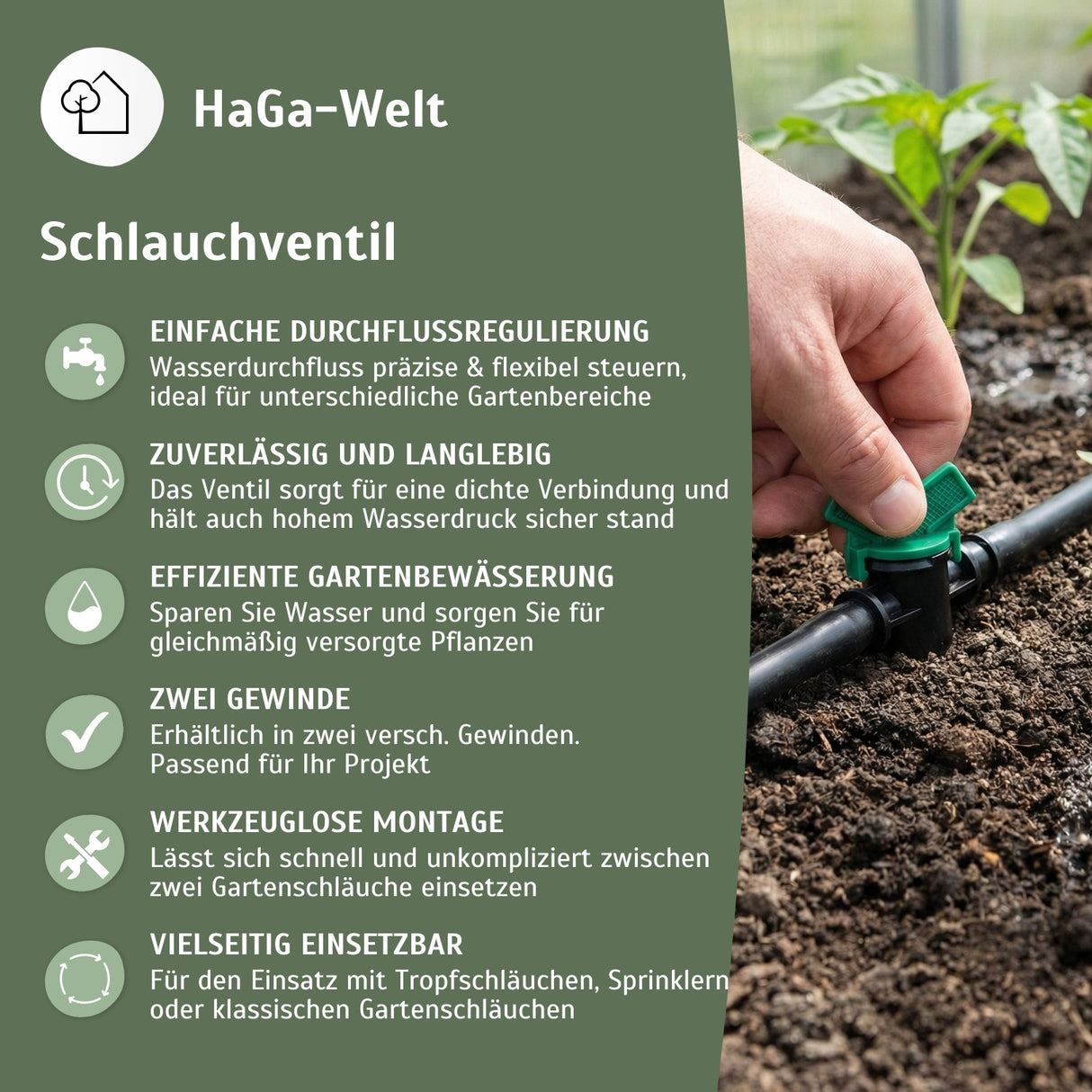 Schlauchventil 16mm x 16mm Bewässerungsventil – HaGa-Welt