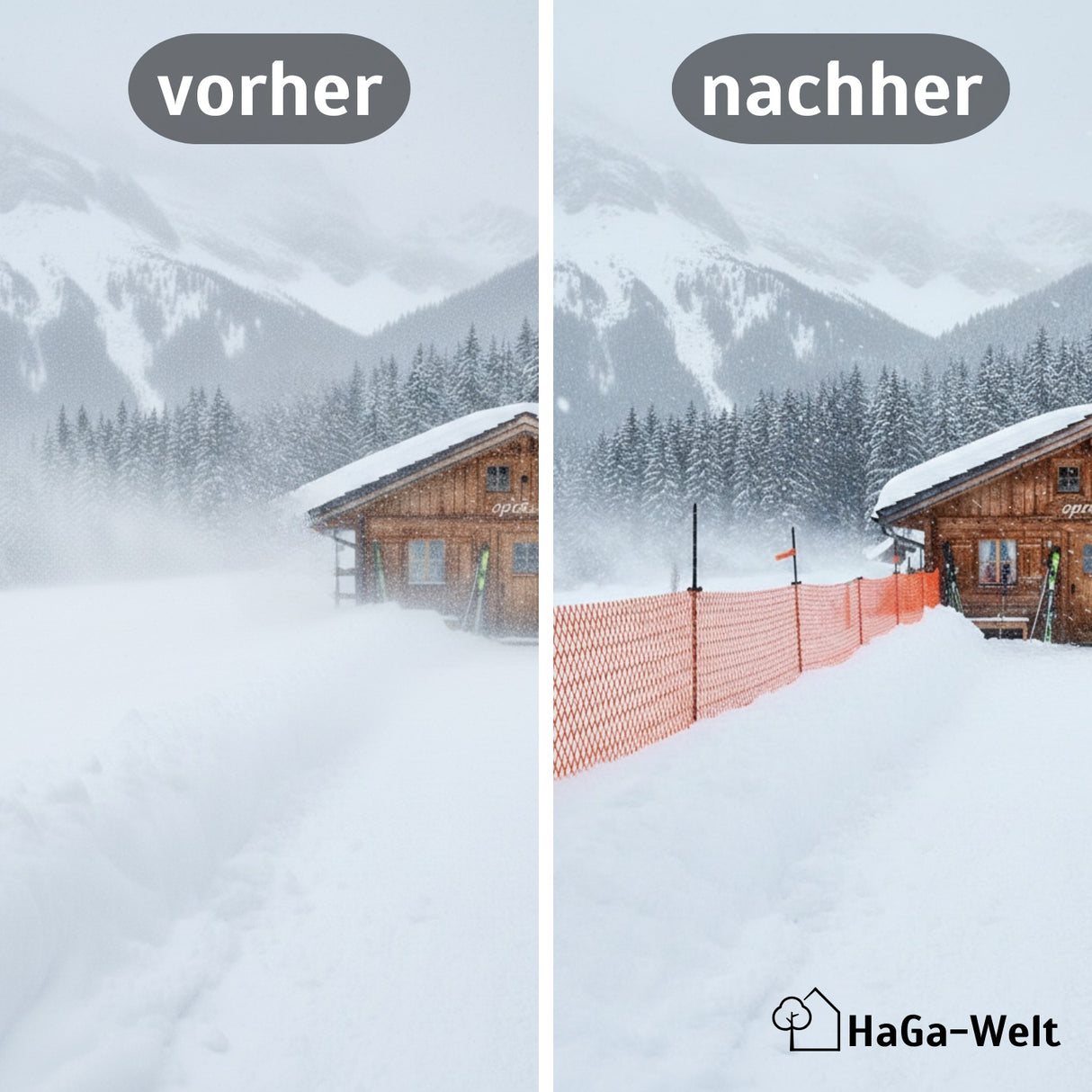 Schneefanggitter 1,2m Höhe Schutzzaun Schneezaun in versch. Längen – HaGa-Welt