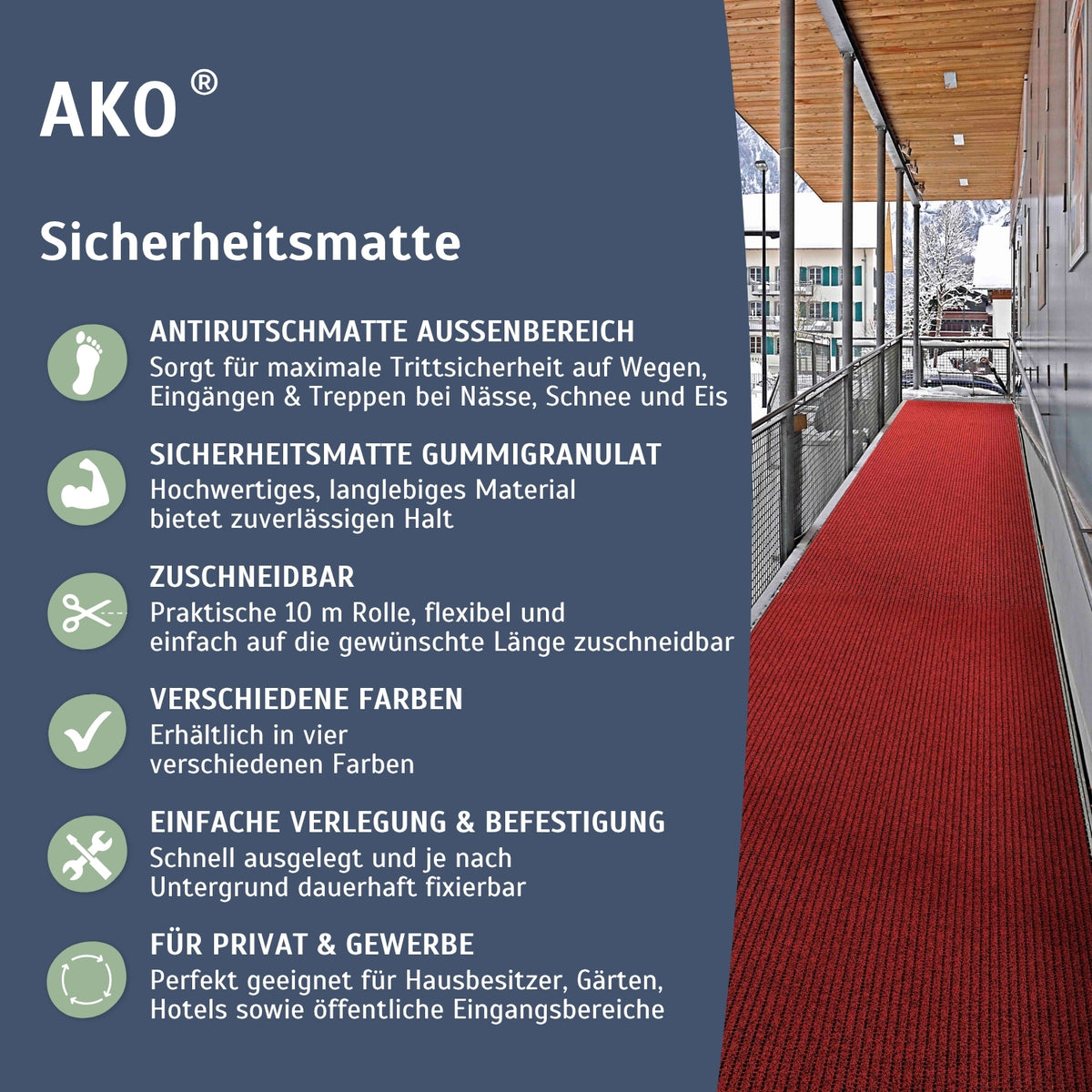 AKO Sicherheitsmatte - Antirutschmatte im Außenbereich mit Gummigranulat – HaGa-Welt