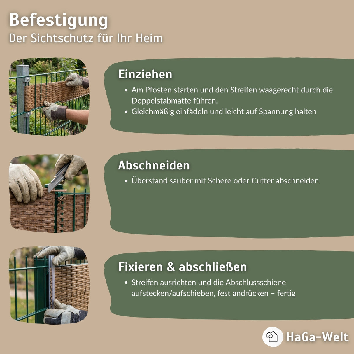 Privacy screen fence panel made of PE rattan