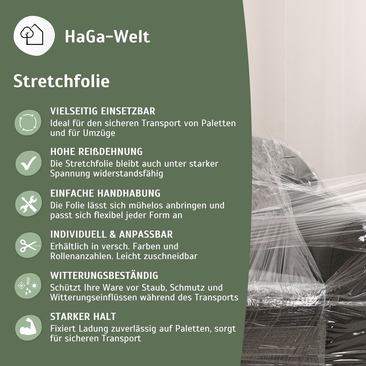 Stretchfolie 150mx500mmx23µm Umzugsfolie Verpackungsfolie – HaGa-Welt